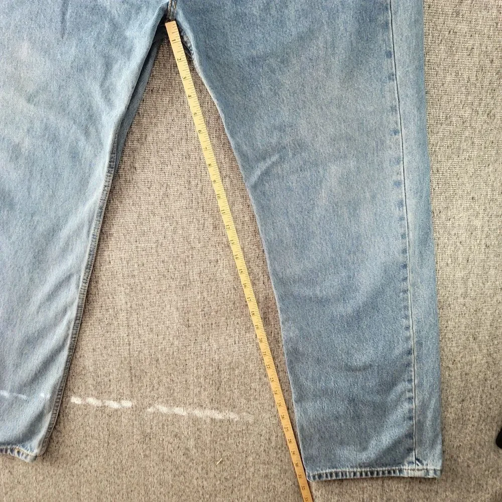 Levi's 505 Jeans Mens 42x32 Light Wash Regular Fit Straight Leg Blue Denim